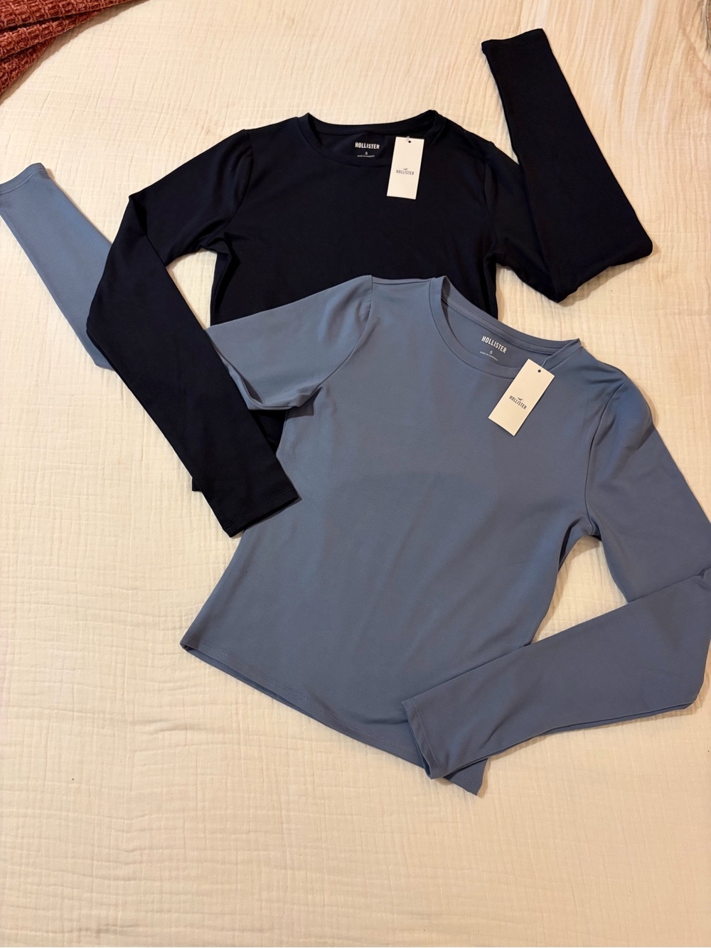 NWT Bundle of Hollister Long-Sleeve Crewneck Top - Slate Blue and Black